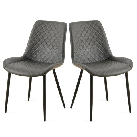 ZUN Dark Grey Leathaire Dining Chairs Set of 2,Mid-Century Modern Leathaire Chairs Kitchen Living Room W1164P225826