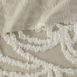 Tufted Cotton Chenille Medallion Fringe Coverlet Mini Set Taupe Full/Queen B03597574