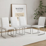 ZUN Set of 4 dining white dining chair set, PU material high backrest seats and sturdy leg W1151134525