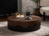 30.31" Round Coffee Table Handcrafted Relief Sturdy Pedestal Wooden Tea Table for Living Room no W3081P357841