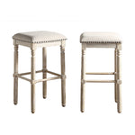 ZUN Arnhem Wood Upholstered Bar Stools, Set of 2, Tan T2574P164816