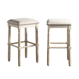 ZUN Arnhem Wood Upholstered Bar Stools, Set of 2, Tan T2574P164816