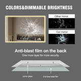 48*32in LED Framed Bathroom Vanity Mirror, Aluminum Frame with 45&deg Beveled Angle Beveled Lights, 3 W2709P268900