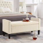 ZUN Upholstered Tufted Button Storage Bench with nails trim,Entryway Living Room Soft Padded Seat with 65313741