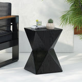 ZUN 14.25" Black Symmetry Concrete Side Table with Smooth Wood Grain Texture and Modern N767P192080B