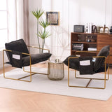 2 Chairs in 1 Box, Upholstered Hanging Armchair with Arm PocketsMetal frame, gold-plated W1901P147317