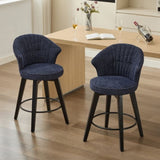 008-Wing Back Swivel Bar Stools Set of 2 - 25" Counter Height Adjustable Stools with Solid Wood Legs W2636P239837