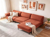 Modular L-Shaped Sectional Sofa, 95 Inch Multi-Functional Linen Fabric Couch with AC & USB Charging 71326154