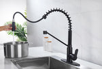 ZUN Matte Black Kitchen Faucet with Soap Dispenser Single Handle Kitchen Sink Faucet with Pull Down 48168484