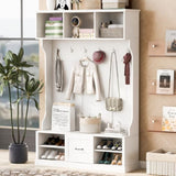 U-Can 57'' Hall Tree with 6 Hooks, Coat Hanger, Entryway Bench, 3-in-1 Design, A Spacious Drawer for N724P264673K