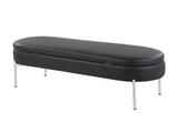 Contemporary Bench in Chrome Metal and Black Faux Leather B202P223833