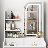 Fashion Vanity Desk with and Lights for Makeup with hair dryer holder and Chair, Vanity W509P173273