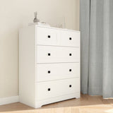 ZUN Chest Of Drawer with 5 drawers white color farm door W2139P241084