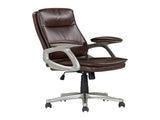 Mid Back Brown Faux Leather Swivel Office Executive Chair, Ergonomic Conference Desk Chair, B011P213328