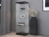 4 Shelves Glass Cabinet Glass Display Cabinet with One Door, Black 77240615