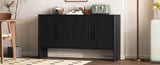 ZUN TREXM 4-Door Large Storage Retro Sideboard with Adjustable Shelves and Long Handles for Kitchen, N715P190423B