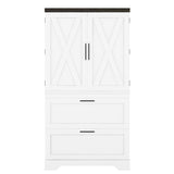 Modern Farmhouse Style Wooden Cabinet with Sturdy Frame with Inside Door Storage Divider with W1580P257492