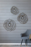 Set of 3 Metal Flowers Wall Decor, Transitional Wall Floral Sculpture for Foyer Porch Hallway W2078130330