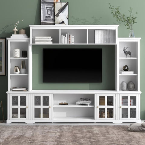 ZUN Minimalism Entertainment Wall Unit with Bridge, Modern TV Console Table for TVs Up 68789193