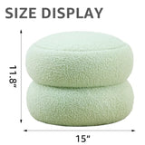 Storage Ottoman, Round Teddy Velvet Footrest with Tray, Macaron-Shaped Stool, Modern 11541772