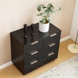Black P2 Particle Board and Density Board Wavy Pattern Drawer Front Three-Level Four-Drawer Bedside 08161616