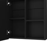 ZUN Medicine Cabinet 21.1" H, 1 Door, 4 Shelves, 1 Mirror, Black B097P250885