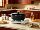 Cast iron 7.5QT cooking pot - Pure black - includes two silicone gloves - Enamel pot 77846550