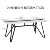 70.9"Rectangular Large Table, Marble Grain Waterproof Large Desk for 8 People, Deluxe Family 49672511