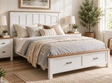 Queen Size Farmhouse Metal Bed Frame, Platform Bed , Mattress Foundation with Wood Support Slats, No W636P566647
