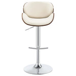 ZUN Ecru and Chrome Adjustable Bar Stool B062P153492