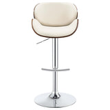 ZUN Ecru and Chrome Adjustable Bar Stool B062P153492