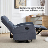 Manual Recliner Chair with Rocker and Swivel in Fabric for Living Room, Blue Grey W3224P289274