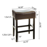 ZUN 26" Backless Counter Stools, 2-Pcs Set, Brown 57052.00BRN