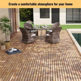 30 PCS Interlocking Deck Tiles Striped Pattern, 12" x 12" Square Yellow Acacia Hardwood Outdoor W2391P276697