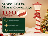 5FT Red & White Lighthouse with 110 Warm White LEDs, Fabric-Covered Christmas Light Decor, US Plug 17597569
