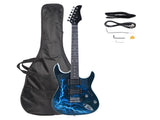 Lightning Style Electric Guitar with Power Cord/Strap/Bag/Plectrums Black & White 11853824