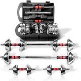 ZUN Adjustable Dumbbell Set Home Gym Cast Iron Barbell Sets with Carry Box 44lbs Office Bedroom Workout 02162939