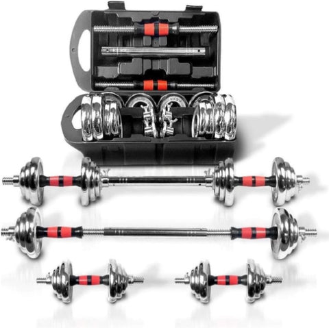 ZUN Adjustable Dumbbell Set Home Gym Cast Iron Barbell Sets with Carry Box 44lbs Office Bedroom Workout 02162939