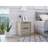 Kaia Nightstand , End Table, Side Table Two Drawers, Metal Handle -Light Gray B20091875