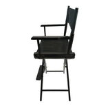 Casual Home Director's Chair, Black Frame/Black Canvas,Suitable for adults, foldable style, 2pcs/set W49532121