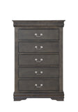 Dark Grey 5-Drawer Chest with Metal Handles B062P209040