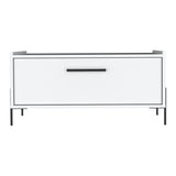 Shan 15" High Minimalistic Coffe Table with Pull Down Cabinet and Open Shelf White B070P254758