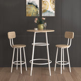 ZUN Bar table, equipped with 2 bar stools , with backrest and partition W57868876