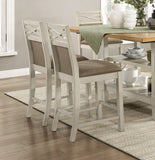 Counter Height Chairs Set of 2, Gray Finish Casual Country Style Fabric Upholstered Seat and Back B011P217880