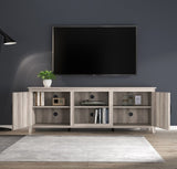 ZUN TV Stand Storage Media Console Entertainment Center With Two Doors, Grey Walnut; with fireplace W881P245532