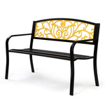 ZUN 50" Iron Outdoor Courtyard Decoration Park Leisure Bench 16427178