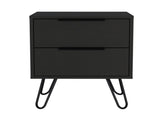 Black Wengue 2-Drawer Rectangle Nightstand B06280316