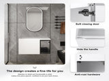 30" Wall-Mounted Bathroom Vanity, 2-Soft Close Doors,Glossy White Vanity & Grey Glass 1/2 Door, W999P387159