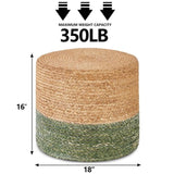 Round Pouf Ottoman Natural Seagrass Pouf Footrest, Foot Stool for Bedroom Living Room Accent 03496729