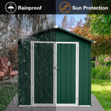 ZUN Outdoor storage sheds 4FTx6FT Apex roof Green+White W1350112697
